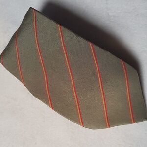 Lanvin Tie Olive Green With Red And Gold‎ Stripes